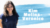 Image of Kim with the text "Student Spotlight: Kim Molina-Veronico" in white on a blue background.