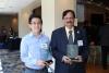 Gabe Kwong, Ph.D. (left), and Bala Pai, Ph.D. holding their awards