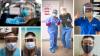 Images of healthcare workers with face shields