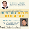 Flyer for a panel in careers in research and think tanks from the Sam Nunn School of International Affairs