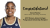 Kierra Fletcher in basketball uniform. The text is congratulating her for winning an ACC postgraduate scholarship