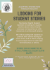 Flyer for the Mental Health Student Coalition's open submissions for student stories about their mental health experiences.