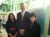 President Peterson with School of Biology seniors Malvika Kapoor and Meredith Terry