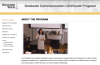 Graduate Communication Certificate Program Website