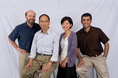 Ying Hung with ISyE professors Paul Kvam, Jeff Wu, and Roshan Vengazhiyil