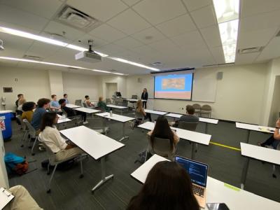 Students present the results of their summer research during the 2021 School of Earth and Atmospheric Sciences Research Experience for Undergraduates (REU). (Photo Renay San Miguel)