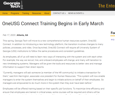 OneUSG Connect Training Begins in Early March Image