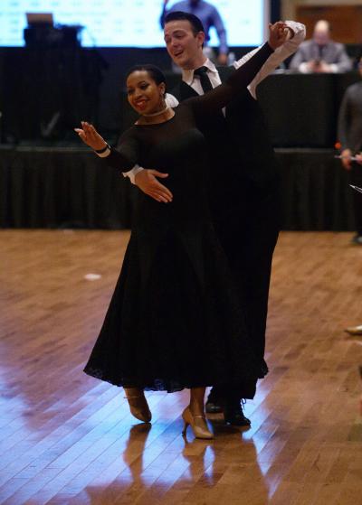 Chase Warner and his dance partner, second-year biomedical engineering major Cameron Russ