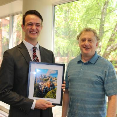ISyE thrd-year Chase Warner, winner of the COE Honors Day Award, with Professor Craig Tovey