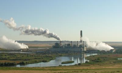 Coal-fired power plant by day