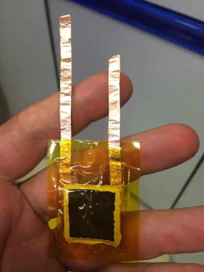 The first supercapacitor DeLuca fabricated at Donghua University (Photo courtesy of Giovanni DeLuca)