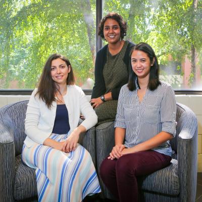 Some of the ISyE students who brought order to Shepherd’s patient scheduling (l-r): Idil Arsik, Kirthana Hampapur, and Danielle Regala