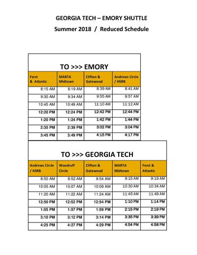 Georgia Tech-Emory Summer Hour Transportation