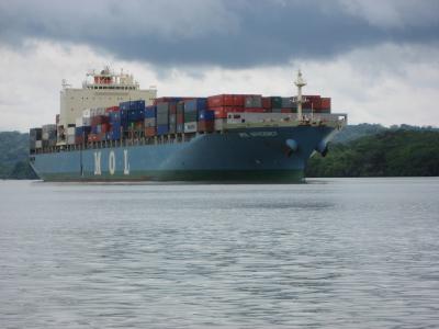 Cargo ship travels through Panama Canal