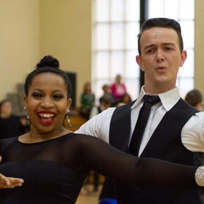 Chase Warner and his dance partner, second-year pre-med major Cameron Ross