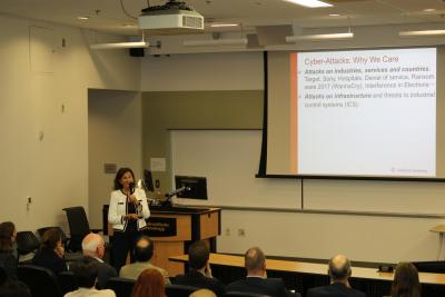 M. Elisabeth Paté-Cornell speaking on her work in applications of engineering risk analysis.
