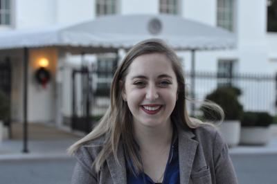 ISyE undergraduate Lois Johnson, here in front of the White House&#039;s West Wing