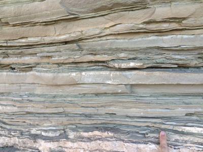 Layered sedimentary rock