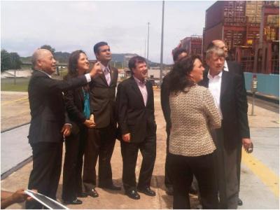 SENACYT and SCL members touring a freight facility in Panama