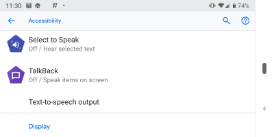Cell phone accessibility menu