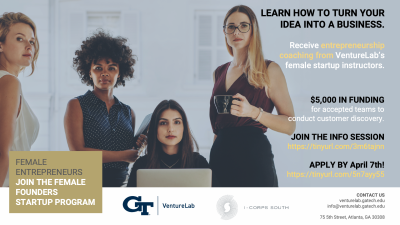 Female Founders Startup Bootcamp Flyer
