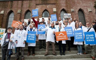 Scientists at Tuesday's Stand Up for Science rally in San Francisco.