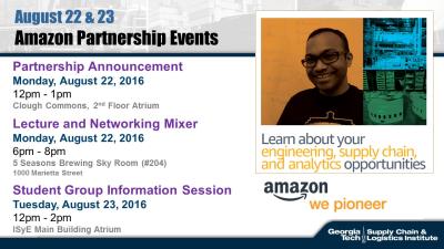 Georgia Tech / Amazon Partnership Events Aug 22 &amp; 23, 2016