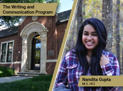 The Writing and Communication Program and M.S. in Human-Computer Interaction student Nandita Gupta were honored with Diversity Champion Awards.