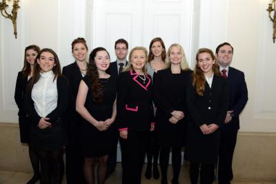 Hillary Clinton with INTA Students Griffeth and Olney