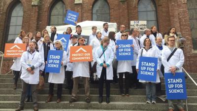 Climate researchers at this year's American Geophysical Union meeting in San Francisco spoke out at a rally.