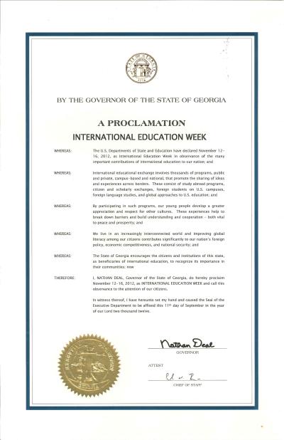 International Education Week Proclamation 2012