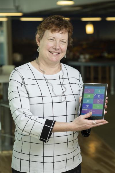 Elizabeth Mynatt with MyPath application (vertical image)