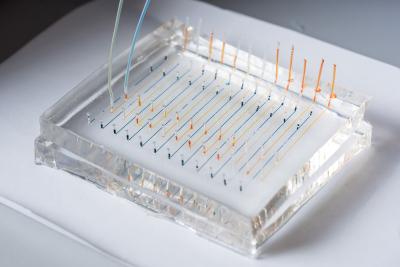 Closeup of microfluidic chip