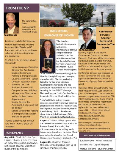 Campus Services August Newsletter