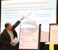 Executive break sessions reporting on findings.