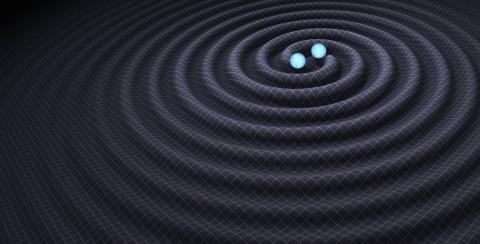 Depiction of two black holes merging (Credit: LIGO)