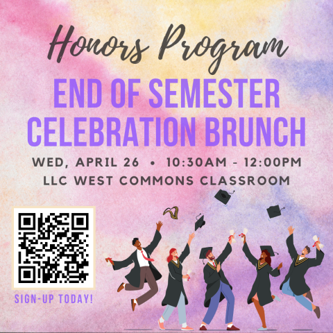 A flyer for the Honors Program end of semester brunch celebration
