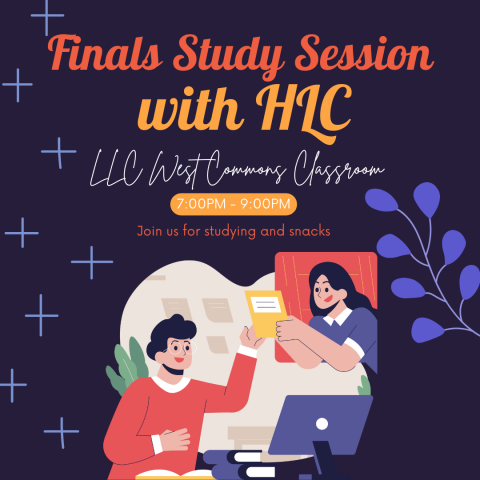 A flyer for the Honors Leadership Council study session to prepare for Spring 2023 finals