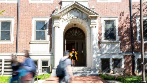 Students outside the D.M. Smith building, home of the School of Public Policy at Georgia Tech.