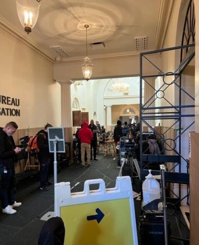 behind the scenes of filming on campus