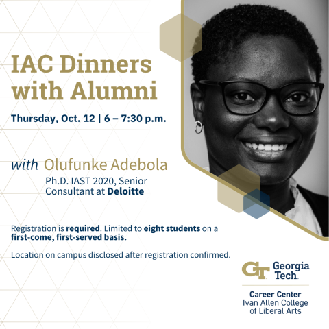 Event flyer showing the event title, date, time, and location along with a headshot of the speaker.