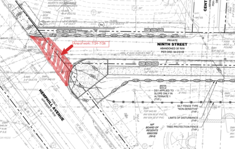 image of map indicating where paving will occur