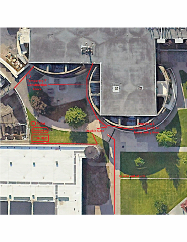 Layout of impacted pedestrian pathways around MARC and MRDC on Georgia Tech campus
