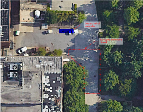 logistics map for pedestrian impact from construction project Van Leer building