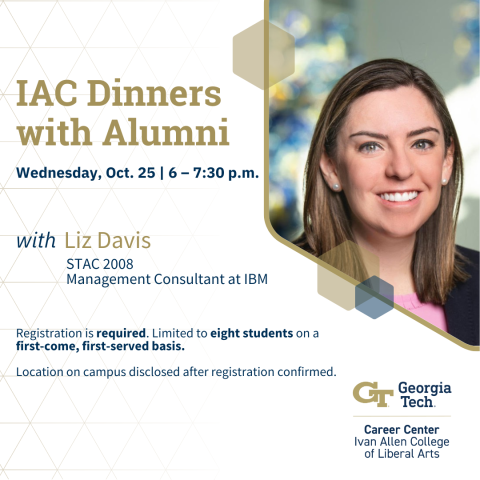 Event flyer featuring the event title, location, date, time, and headshot of the speaker.