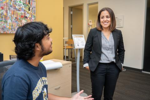 Beatriz Rodriguez with student assistant Parth Gandhi