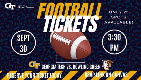 Flyer for the Honors Program football game day event on 9/30/23
