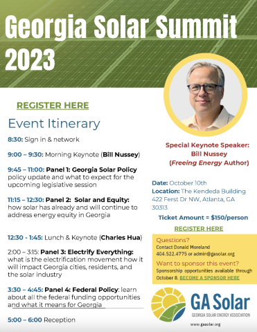 Georgia Solar Summit 2023 flyer