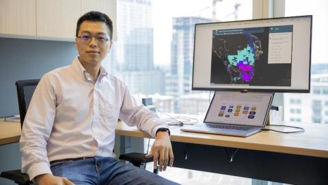 Georgia Tech School of CSE Assistant Professor Peng Chen takes a break from his work for a photo.