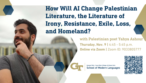 Event flyer featuring the event title, location, date, time, and headshot of the speaker.